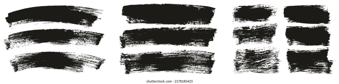 Pincel De Pintura Plano Curvo Delgado Y Fondo Largo Y Corto Detalle Resumen Conjunto De Fondo Del Vector 