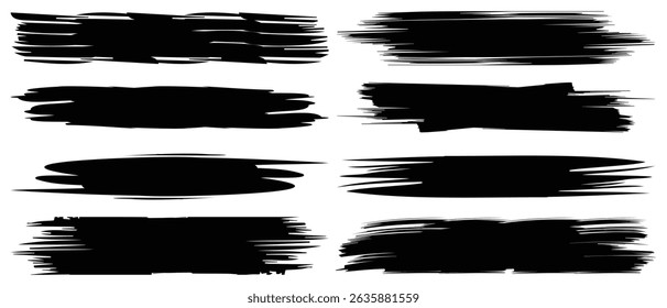 Flat Paint Brush Thin Full Background High Detail Abstract Vector Background Set.	