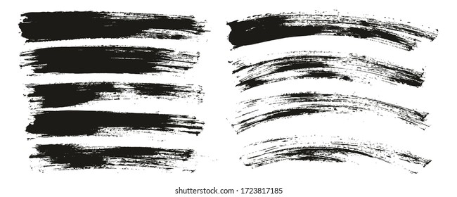 Flat Paint Brush Thin Long & Curved Background Mix High Detail Abstract Vector Background Mix Set 