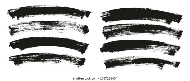 Flat Paint Brush Thin Long Curved Background High Detail Abstract Vector Background Set 