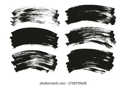 Flat Paint Brush Thin Long Curved Background High Detail Abstract Vector Background Set 