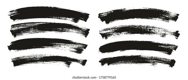Flat Paint Brush Thin Long Curved Background High Detail Abstract Vector Background Set 