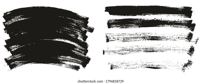 Pincel de pintura plana Pincel delgado de fondo largo y curvo Mezcla de fondo de alto detalle Resumen conjunto de mezcla de fondo de vectores 