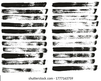Flat Paint Brush Thin Straight Lines High Detail Abstract Vector Background Set 
