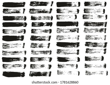 Flat Paint Brush Thin Straight Lines High Detail Abstract Vector Background Set 