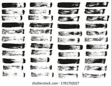 Flat Paint Brush Thin Straight Lines High Detail Abstract Vector Background Set 