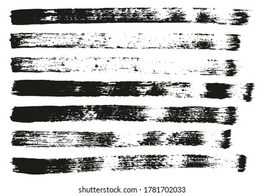 Flat Paint Brush Thin Straight Lines High Detail Abstract Vector Background Set 