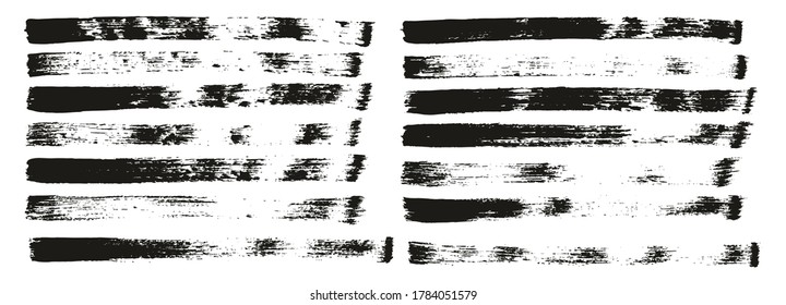 Flat Paint Brush Thin Straight Lines High Detail Abstract Vector Background Set 