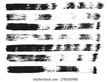 Flat Paint Brush Thin Straight Lines High Detail Abstract Vector Background Set 