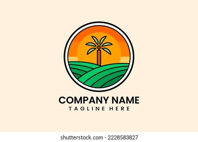 Flaches Palmenbaum-Logo Vorlage Design Symbol für Vektorgrafik