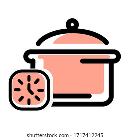 
flat pan and clock design. illustration of a pan and clock in a flat style