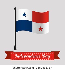 Día de la Independencia de Panamá con bandera ondeando