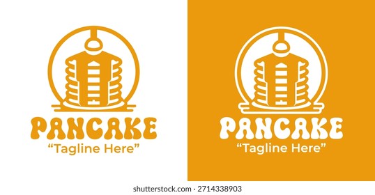 A flat pancake logo created for casual breakfast spots and playful food branding.