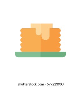 Flat pancakes icon. Vector illustration isolated on a white background. Simple color pictogram of pancakes.