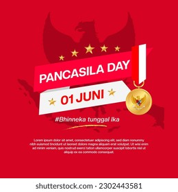 Flat pancasila day illustration template