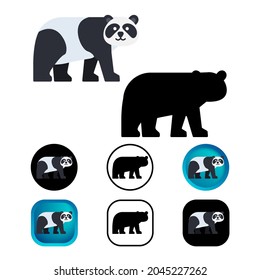 Flat Panda Animal Icon Collection