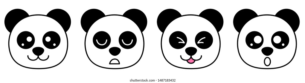 Flat panda faces pattern vector illustration