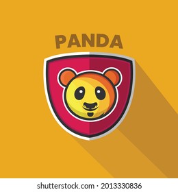 flat panda shield logo vector template