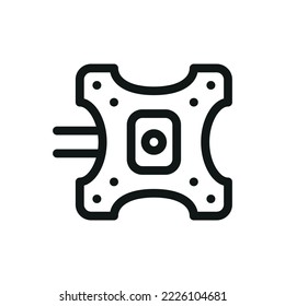 Flat panel frame TV wall mount bracket isolated vector icon with editable stroke
