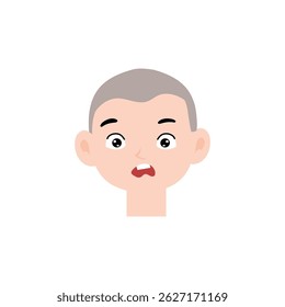 Flat, panic expression boy cartoon character