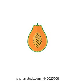 Flat Papaya Element. Vector Illustration Of Flat Pawpaw Isolated On Clean Background. Can Be Used As Papaya, Pawpaw And Fruit Symbols.