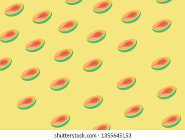 Flat papaya isometric pattern - Vector