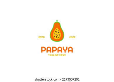 Flat papaya logo design vector illustration idea