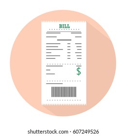 Flat Paper check, reciepts and financial-check isolated. isolated invoice for payment vector illustration