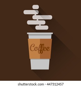 Flat paper coffee cup for coffee to go. Print for hot coffee and cafe advertising
