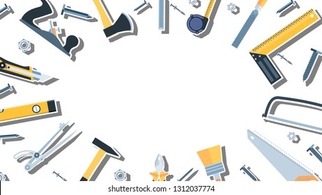 Flat paper construction tools with copy space. Wide angle eps10 vector illustration