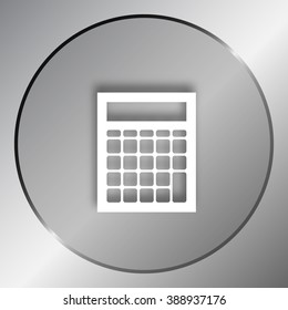 Flat paper cut style icon of calculator. Vector illustration