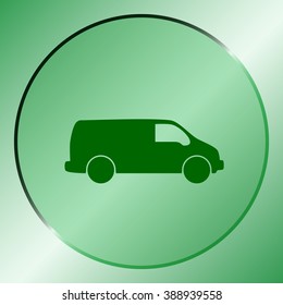 Flat paper cut style icon of vehicle. Delivery car symbol vector illustration