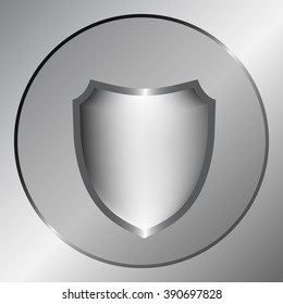 Flat paper cut style icon of a shield. Vector illustration