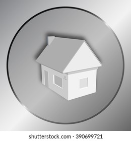 Flat paper cut style icon of house model vector illustration