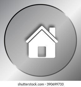 Flat paper cut style icon of house. Vector illustration