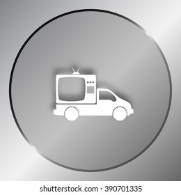Flat paper cut style icon of vehicle. Delivery car symbol vector illustration