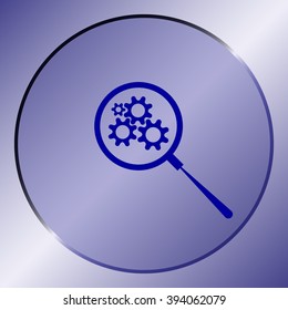 Flat paper cut style icon of magnifier. Vector illustration