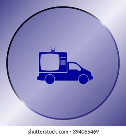 Flat paper cut style icon of vehicle. Delivery car symbol vector illustration