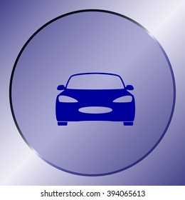 Flat paper cut style icon of a car. Vector illustration