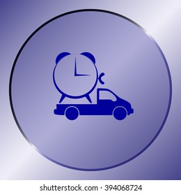 Flat paper cut style icon of vehicle. Delivery car symbol vector illustration