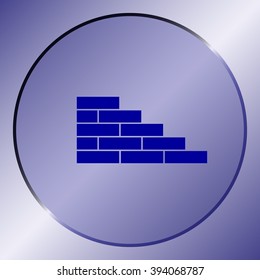 Flat paper cut style icon of brickwork fragment. Vector illustration