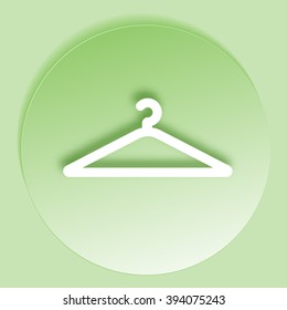 Flat paper cut style icon of hanger. Vector illustration