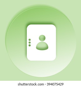 Flat paper cut style icon of an address book. Vector illustration
