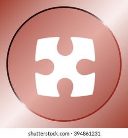 Flat paper cut style icon of puzzle part