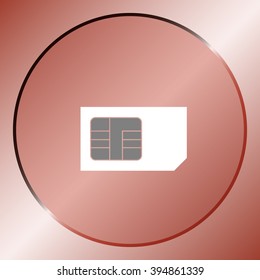 Flat paper cut style icon of a sim card. Vector illustration