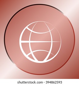 Flat paper cut style icon of globe. Vector illustration