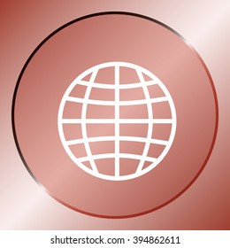 Flat paper cut style icon of globe. Vector illustration