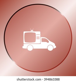 Flat paper cut style icon of vehicle. Delivery car symbol vector illustration