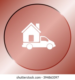 Flat paper cut style icon of vehicle. Delivery car symbol vector illustration
