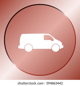 Flat paper cut style icon of vehicle. Delivery car symbol vector illustration